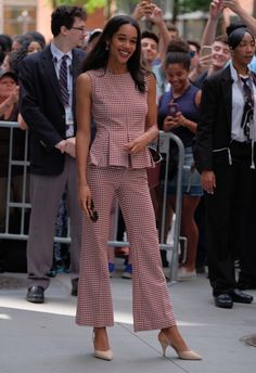 New York Work Outfit, Laura Harrier Style, Jacob Batalon, Outfit Ideas Work, Laura Harrier, Brock Collection, Manhattan New York, Career Wear, Modest Fashion Outfits