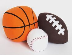 three different types of sports balls on a white background with space for text or image