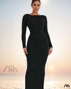 Zlily - Long Sleeve Bodycon Dress with Back Strap, Elegant Pencil Skirt, and Sexy Cut-Outs Elegant Long Sleeve Bodycon Dress With Cutout Back, Long-sleeve Bodycon Dress With Side Zipper For Party, Elegant Long-sleeved Bodycon Dress With Zipper Closure, Black Knit Long Sleeved Bodycon Dress, Wrap Around Skirt, Long Sleeve Bodycon, Long Sleeve Bodycon Dress, Back Strap, Types Of Skirts