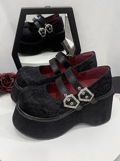 ❤︎Retro Round Toe Gothic Punk Platform Shoes [Matte Lace❤︎ Mary Jane Platform Shoes, Goth Shoes, Punk Shoes, Punk Accessories, Black Punks, Funky Shoes, Platform Mary Janes, Style Punk, Gothic Punk