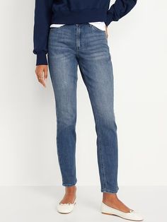 High-Waisted Wow Straight Jeans | Old Navy Trendy High Waist Straight Fit Bottoms, Trendy Mom Fit Pants With Pockets, Trendy Medium Wash Straight Bottoms, High Waist Mom Fit Jeans With Pockets, Trendy Medium Wash Straight Fit Bottoms, Medium Wash High Waist Straight Fit Pants, High Waist Straight Fit Medium Wash Pants, Trendy Straight Fit Bottoms With Pockets, Everyday Straight Denim Blue Bottoms