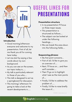 a poster with the words useful lines for presentations