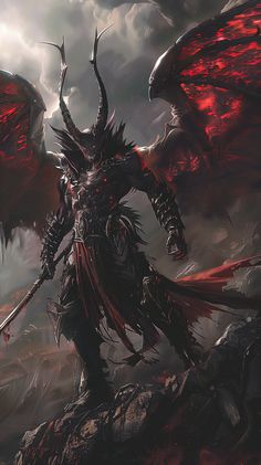 Follow for more!! Vampire God Art, Wingless Dragon Art, Diety Character Art, Demon King Art, Dark Fantasy Monster, Beast Of Darkness, Demon Concept Art, Eerie Landscape, Shadow Demon