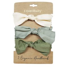 Organic 3-Piece Headband Gift Set in Going Green, a trio of off white, light green, and dark green. Fall Winter Essentials, Baby Gift Guide, Diaper Bag Accessories, Petunia Pickle Bottom, Nursery Accessories, Tie Headband, Green Collection, Going Green, Pet Holiday