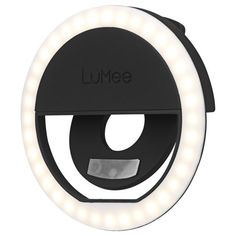 the lumee ring light is lit up and ready to be used