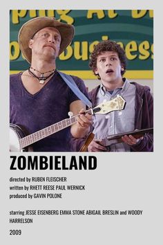 the poster for zombieland shows two men with guitars