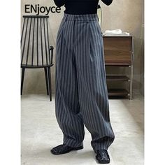 Just found this amazing item on AliExpress. Check it out! $39.50  50％ Off | 2024 Autumn Winter Women Vintage Textured Striped Straight High Waist Suit Pants Korean Fashion Wide Leg Trousers Workwear Drape Pants, Pants Korean, Vintage Texture, Suit Pants, Women Vintage, 50 50, Winter Women