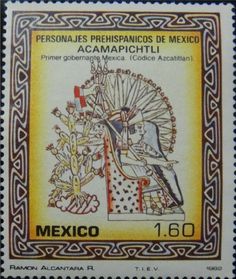 a postage stamp with an image of a man and a woman on the front, from mexico