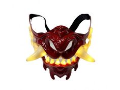 The Oni mask, derived from Japanese folklore, is renowned as the most iconic Japanese mask. It represents demon-like creatures and holds a significant place in Japanese culture. The Oni mask is renowned for its menacing expression. Sharp fangs and horns accentuate it. This red lightweight plastic light up Japanese Style Oni Mask (glows yellow) half mask (covers the lower half of the face) with the look of an animal snout and fangs is perfect for anime, unique style animals like tigers and other Red Fantasy Style Masks And Prosthetics For Events, Red Fantasy Masks And Prosthetics For Events, Red Fantasy Style Masks And Prosthetics For Fantasy Events, Red Fantasy Masks And Prosthetics For Fantasy Events, Red Fantasy Halloween Masks, Traditional Red Masks And Prosthetics For Costume, Traditional Red Costume Masks And Prosthetics, Traditional Red Masks And Prosthetics For Costume Party, Red Horror Mask