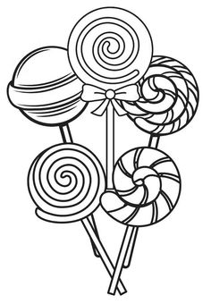 lollipops and candy canes coloring page for kids to print out on