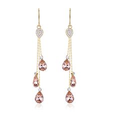 PRICES MAY VARY. Blush colored jewelry for women are simply stunning dangle earrings that make a statement for you. An elegant finish of these dusty rose earrings with high quality stellux crystals is set to make everyone around you 'J'. These exquisite evening light rose / wine drop earrings are styled to show off from sunup to after sundown!!! Style: Luxury drop dangle earrings, party wear, Shape: Water drops Material: 18k rose gold plated Gem type: Stellux austrian crystals Dimensions: 1.3 cm Wine Drop, Earrings Party Wear, Wine Rose, Blush Jewelry, Colored Jewelry, Blush Wine, Blush Earrings, Blue Chandelier, Earrings With Crystals