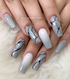 Gray Marble Nails, Nail Ideas Marble, Nails Designs Autumn, Fall Nails Designs Autumn, Nail Art Galaxy, Fallnails Autumn, Autumn Fall Nails, Fall Nails Designs, Galaxy Nail