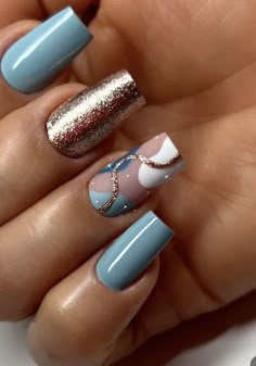 Blue Winter Nails, Small Nails, Summer Gel Nails, Beauty Hacks Nails, Manicure Nail Designs, Nails Salon, Nail Art Designs Videos, Acrylic Nails Coffin Pink