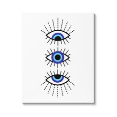 two blue and black eyeballs on white paper with sunbursts in the background