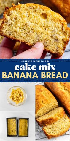 The easiest quick bread recipe in the world: Cake Mix Banana Bread! This easy moist banana bread recipe is made with your favorite yellow cake mix – it’s soft and so delicious! Use up those overripe bananas for this recipe! Pin this breakfast recipe! Cake Mix Banana Bread, Bread For Breakfast, World Cake, Quick Bread Recipes Easy, Banana Bread Cake, Bread Dinner, Zucchini Banana Bread, Homemade Baked Bread, Quick Bread Recipe