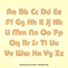 an old fashioned font that has been changed to be orange and white with the letters below it