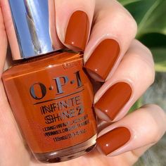 20 Cute Fall Nail Ideas in 2024 - Lifestyle with Leah Orange Nail Polish, Fall Manicure, Opi Nail Lacquer, Fall Nail Colors, Brown Nails, Orange Nails, Opi Nails, Fancy Nails