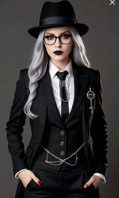 Rock Star Outfit Women, Female Gunslinger, Female Tux, Gothic Suit, Bartender Outfit, Rock Star Outfit, Goth Chic, Woman In Suit, Gender Fluid Fashion