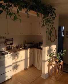 the kitchen is clean and ready to be used as a dining room or living room