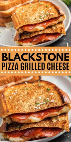 black stone pizza grilled cheese on a white plate