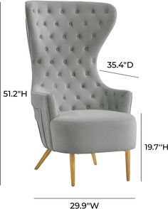 an image of a chair with measurements for it