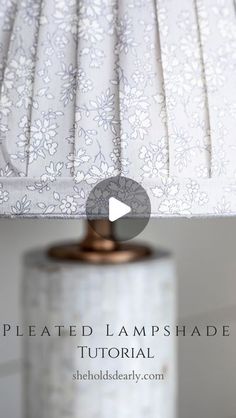 a lamp shade is shown with the words pleated lampshade in front of it