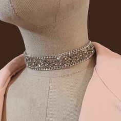 Bling Silver color crystal rhinestone choker necklace 🌸 Choker length in 3 sizes, from small to large ( 10- 14 inches ) just choose for perfect fit  🌸 Rhinestone band width: 3/4" ( 2 cm)  🌸 Lobster clasp closure with 2" adjustable extension chain.  🌸 For special sizes please message me.  It is perfect to wear with corset, evening or with wedding dress, or a perfect romantic gift. You can put the flower on the right or on the left side.  Find more accessories here in my shop : https://www.ets Trendy Bling Choker Jewelry, Glamorous Metal Choker With Sparkling Stones, Metal Choker Necklace With Bling, Trendy Rhinestone Choker Jewelry, Party Rhinestone Choker Necklace With Sparkling Stones, Sparkling Choker Necklace For Party, Party Crystal Choker With Clavicle Chain, Crystal Clavicle Chain Choker For Party, Sparkling Silver Choker