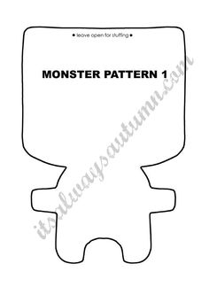 a paper cut out of a monster with the words monster pattern 1 in black and white