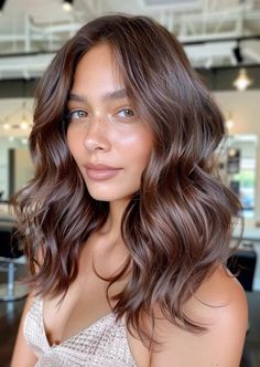 Fall Balayage Brown Hair, Brunette Balayage Hair Winter 2024, Brunette Soft Highlights, Brown Hair With Lowlights Balayage, Brown Hair Balayage Medium Length, Dark Auburn Lowlights, Warm Brown Hair With Lowlights, Auburn Light Brown Hair, Soft Autumn Brown Hair