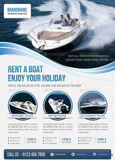 a flyer for a boat rental company