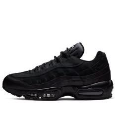 Nike Air Max 95 Essential 'Triple Black' AT9865-001 (SNKR/Low Top/Wear-resistant) Black Nike Air Max Functional Shoes, Black Nike Air Max For Running, Black Nike Air Max For Sports, Nike Air Max Black Sports Shoes, Nike Air Max Black With Boost Midsole For Outdoor, Black Nike Air Max With Boost Midsole For Outdoor, Black Breathable Nike Air Max For Streetwear, Airmax 95 Black, Nike Black Shoes