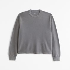 Our classic long-sleeve shirt in our softAF fabric and oversized-fit silhouette, featuring a new cropped length, all-over grid waffle texture, crew neckline and straight hem. Long Sleeve Mockup, Waffle Knit Long Sleeve, Waffle Shirt, Men's Tops, Grey Wash, Knit Long Sleeve, Cropped Tee, Crop Tee, Waffle Knit