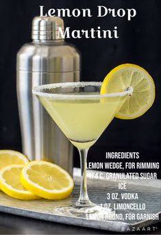 the lemon drop martini is ready to be served