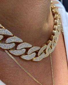 This 14k gold maxi cuban chain is 97 gr high quality real 14k solid yellow gold. Thickness of this miami link chain necklace is 17 mm (0,66 inch) . Length is 45 cm (17,7 inch) Behind of the chain is closed, not hollow. For more photos, contact with us.  There are zircon stones setted on all surfaces of this chunky curb chain with stones. We send this thick curb choker with Gold Certificate of Authenticity. We can produce this oversize real gold choker in 14k Solid White Gold or 14k Solid Rose Go Cuban Chains, Gold Certificate, Cuban Link Necklace, Link Chain Necklace, Gold Choker, Cuban Chain, Gold Jewellery Design, Jewellery Design, Chain Link Necklace