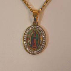 Virgin Mary/Guadalupe Necklace Gold Necklace Virgin Mary, Hispanic Necklace, Virgin Mary Jewelry, Christ Jewelry, Virgencita Necklace, Mexico Necklace, Virgin Maria, Mary Guadalupe, Guadalupe Necklace