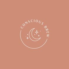 the conscious brew logo is shown in white on an orange background with a crescent and stars