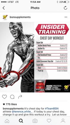 an instagram page with the message inside training chest day workout, which is posted on twitter