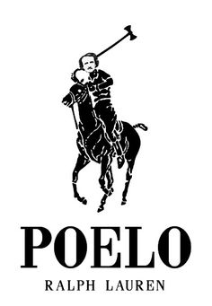 the polo logo is black and white with a man on a horse holding a golf club