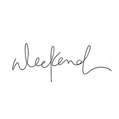 the word weekend written in cursive writing on a white background with black ink