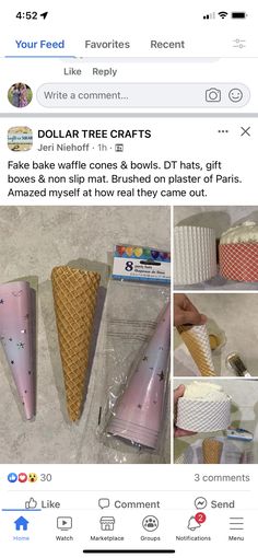 an instagram page with pictures of ice cream cones and other things on the screen