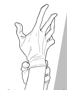 a drawing of a hand holding something in it's right hand with the other hand extended