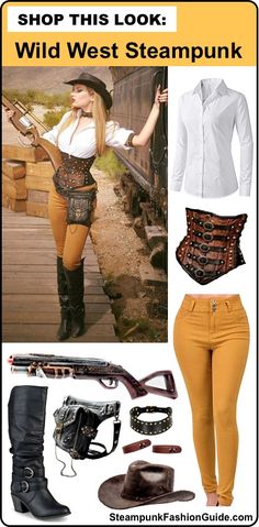 Saloon Costume Western, Country Costume Ideas, Wild West Party Outfit, Steampunk Costume Women, Steampunk Cowgirl, Western Cosplay, Steampunk Diy Costume, Western Steampunk, Steampunk Western