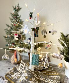 a christmas tree decorated with ornaments and lights