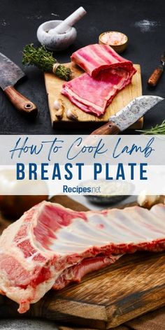 how to cook land's breast plate recipe on a cutting board with knifes