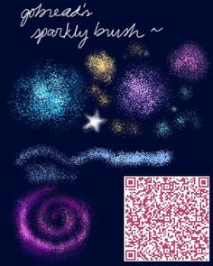 some colored glitters are in the air and there is a qr code next to it