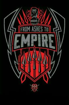 the logo for from ashes to empire is shown in red and white on a black background