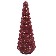 a red christmas tree made out of cupcakes with gold sprinkles