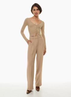 THE EFFORTLESS PANT™ | Aritzia Effortless Pant, Japanese Crepe, Crepe Trousers, Crepe Pants, Flattering Pants, Knife Pleats, Leopard Print Pants, Satin Trousers, Striped Wide Leg Pants