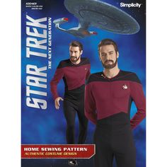 two men in star trek costumes standing next to each other with the caption home sewing pattern