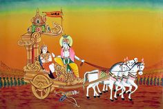 Krishna Arjun Images, Krishna With Arjun, Nirmal Paintings, Krishna Arjun, Bullock Cart, Spirituality Quotes, Gond Painting, Krishna Krishna